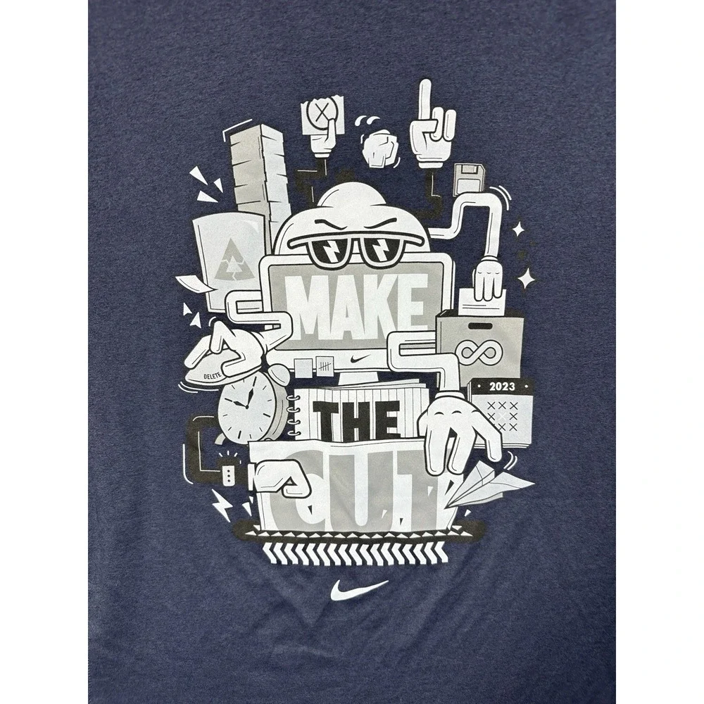 Nike Make The Cut Keep Best Toss Rest Dri-FIT T-Shirt Mens M Navy 2023